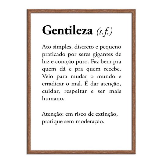 Quadro Decorativo Significado da Palavra Gentileza