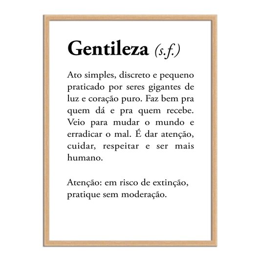 Quadro Decorativo Significado da Palavra Gentileza