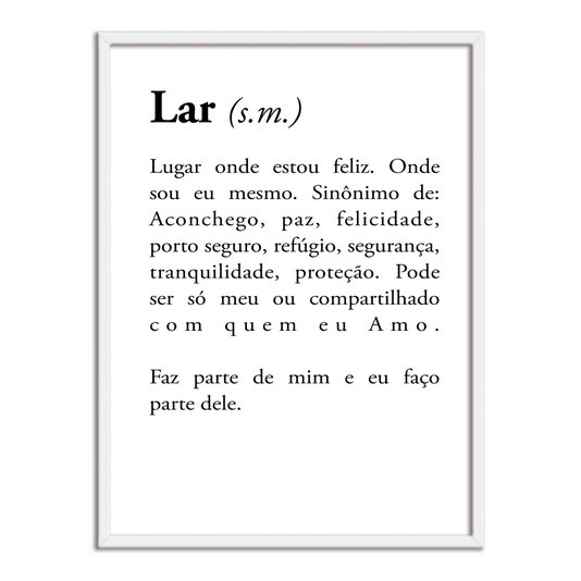 Quadro Decorativo Significado da Palavra Lar