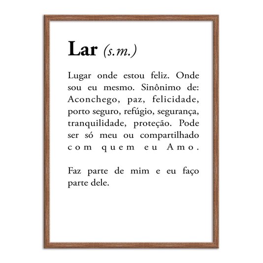 Quadro Decorativo Significado da Palavra Lar