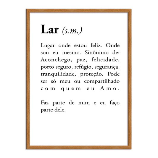 Quadro Decorativo Significado da Palavra Lar