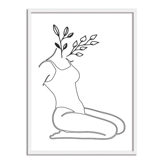 Quadro Decorativo Silhueta Detalhes Com Folhas