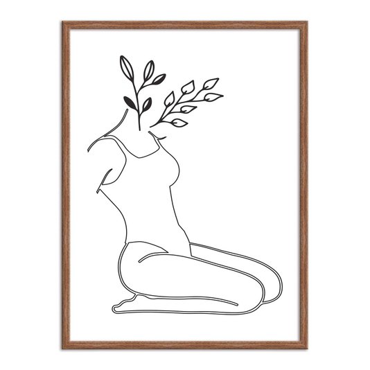 Quadro Decorativo Silhueta Detalhes Com Folhas