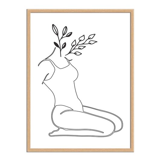 Quadro Decorativo Silhueta Detalhes Com Folhas