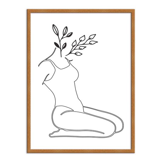 Quadro Decorativo Silhueta Detalhes Com Folhas