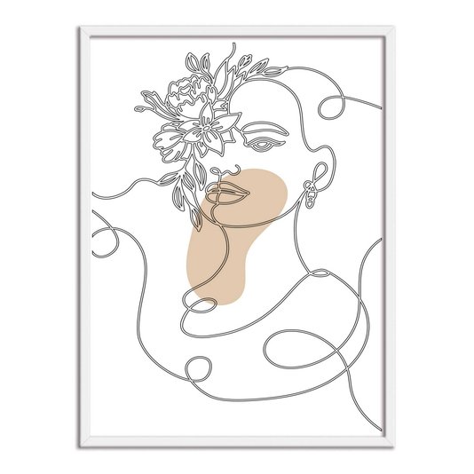 Quadro Decorativo Silhueta Linhas Com Flores