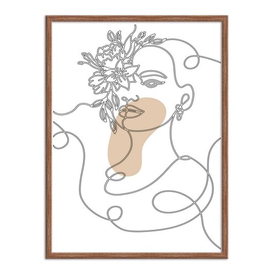 Quadro Decorativo Silhueta Linhas Com Flores