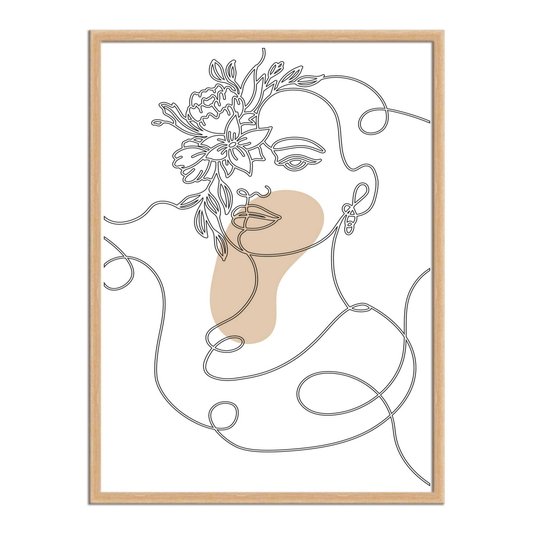 Quadro Decorativo Silhueta Linhas Com Flores