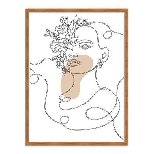 Quadro Decorativo Silhueta Linhas Com Flores