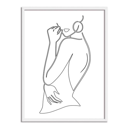 Quadro Decorativo Silhueta Mulher De Lado Preto e Branco