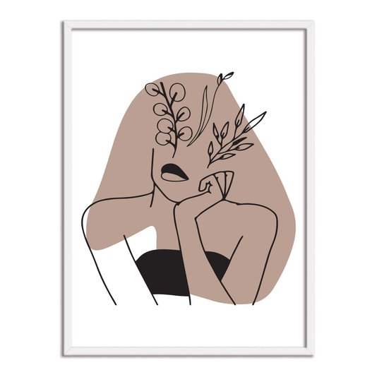 Quadro Decorativo Silhueta Mulher Pensativa