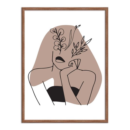 Quadro Decorativo Silhueta Mulher Pensativa