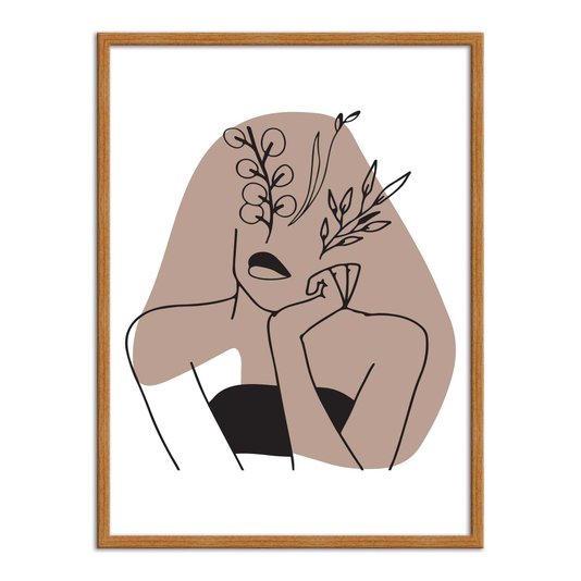 Quadro Decorativo Silhueta Mulher Pensativa