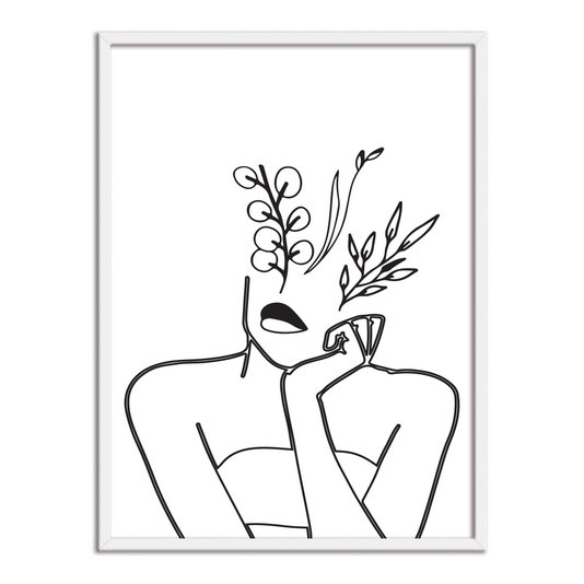 Quadro Decorativo Silhueta Mulher Pensativa Traços