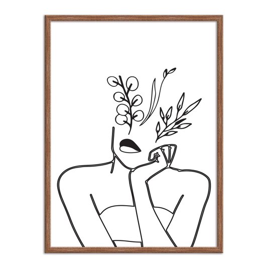 Quadro Decorativo Silhueta Mulher Pensativa Traços