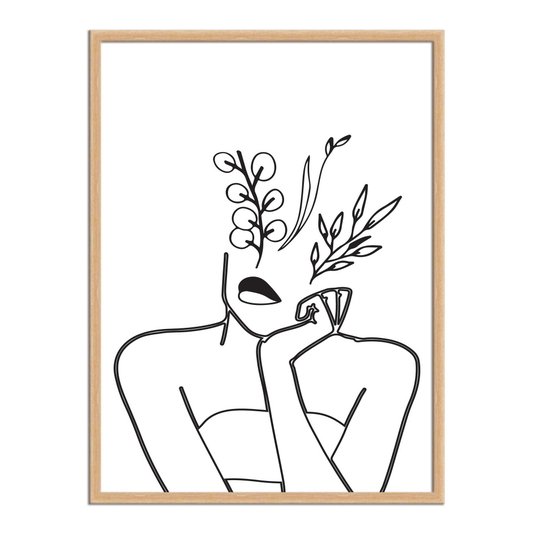 Quadro Decorativo Silhueta Mulher Pensativa Traços