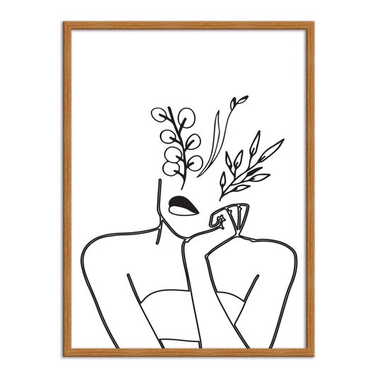 Quadro Decorativo Silhueta Mulher Pensativa Traços