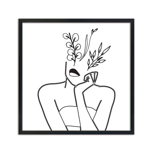 Quadro Decorativo Silhueta Mulher Pensativa Traços