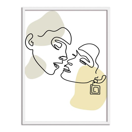 Quadro Decorativo Silhueta Rosto Casal