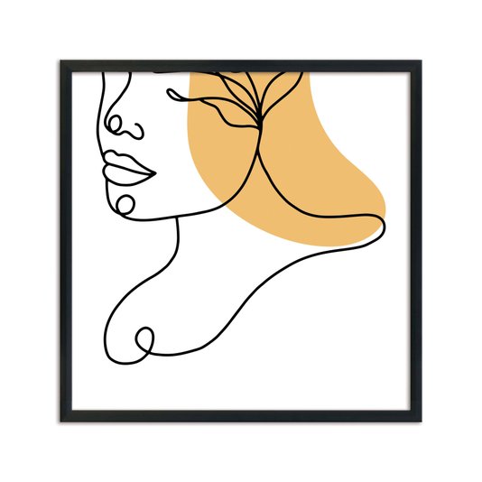 Quadro Decorativo Silhueta Rosto Com Tom Amarelo