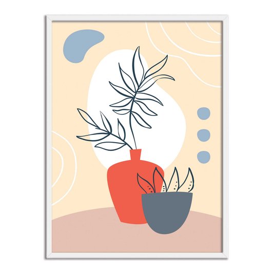 Quadro Decorativo Silhueta Vaso Laranja