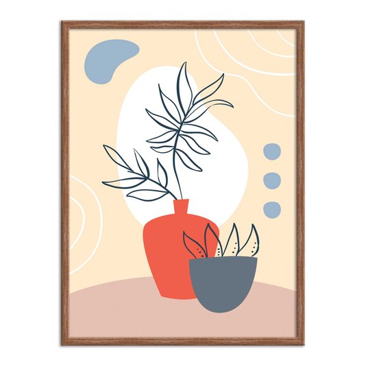 Quadro Decorativo Silhueta Vaso Laranja