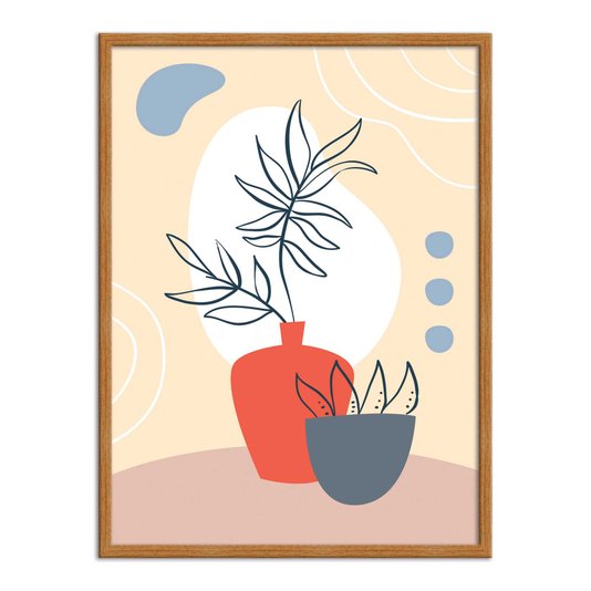 Quadro Decorativo Silhueta Vaso Laranja