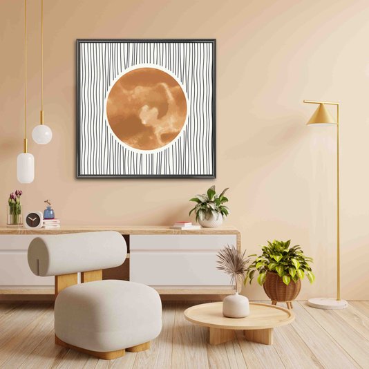 Quadro Decorativo Sol Sobre Linhas Estilo Japandi