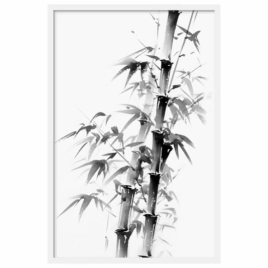 Quadro Decorativo Take Arte de Bambu no Estilo Sumiê