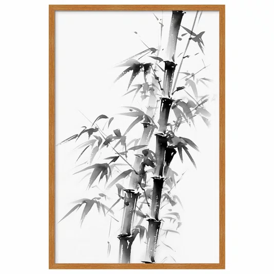 Quadro Decorativo Take Arte de Bambu no Estilo Sumiê