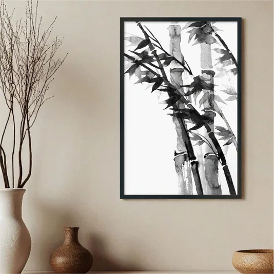 Quadro Decorativo Take Arte de Bambus no Estilo Sumiê