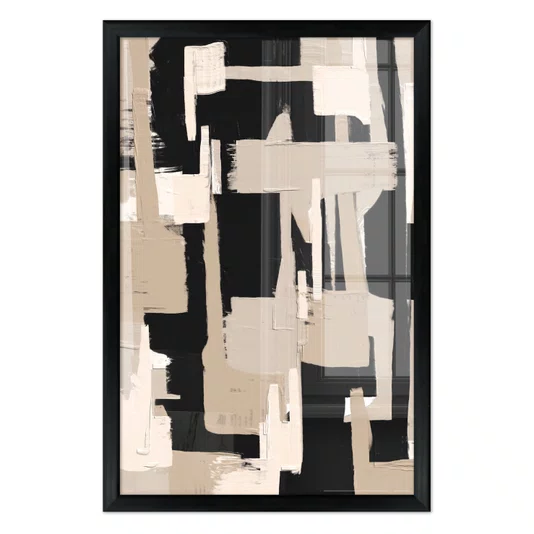 Quadro Decorativo Textura Bege e Preto Estilo Modern Heritage