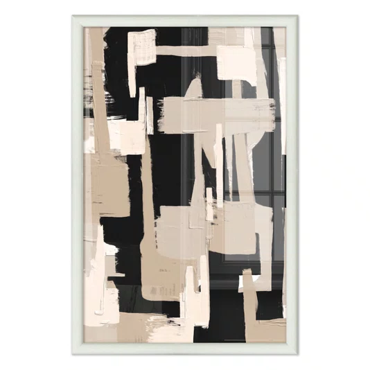 Quadro Decorativo Textura Bege e Preto Estilo Modern Heritage
