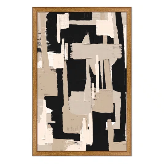 Quadro Decorativo Textura Bege e Preto Estilo Modern Heritage