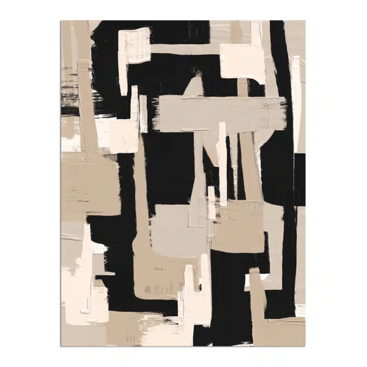 Quadro Decorativo Textura Bege e Preto Estilo Modern Heritage