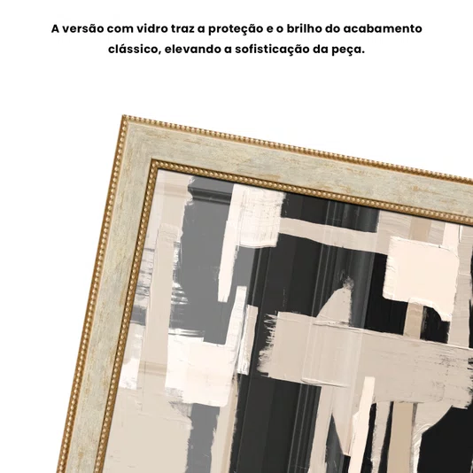 Quadro Decorativo Textura Bege e Preto Estilo Modern Heritage