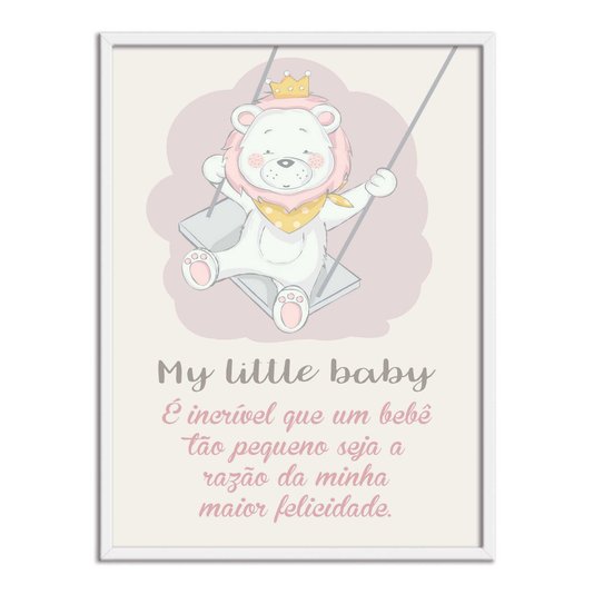 Quadro Decorativo Urso Com Coroa Frase: "My Little Baby"