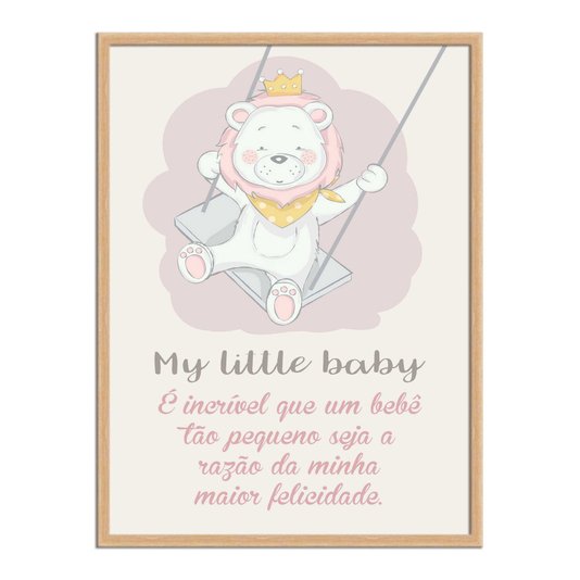 Quadro Decorativo Urso Com Coroa Frase: "My Little Baby"
