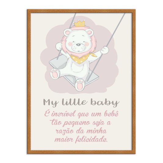 Quadro Decorativo Urso Com Coroa Frase: "My Little Baby"