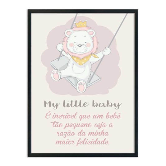 Quadro Decorativo Urso Com Coroa Frase: "My Little Baby"