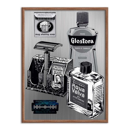 Quadro Decorativo Utensílios de Barbeiro Antigo