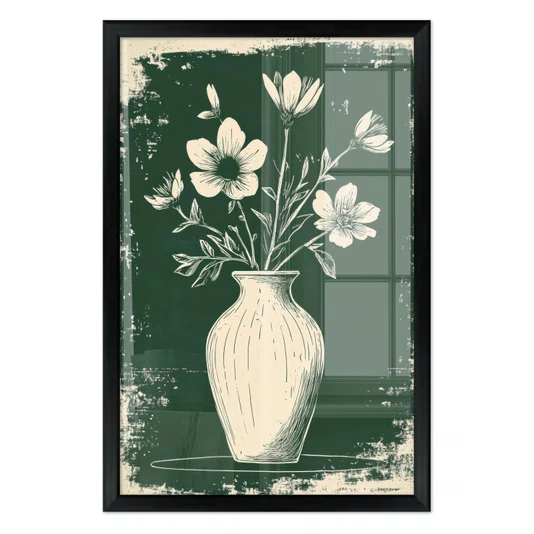 Quadro Decorativo Vaso de Flores Estilo Modern Heritage