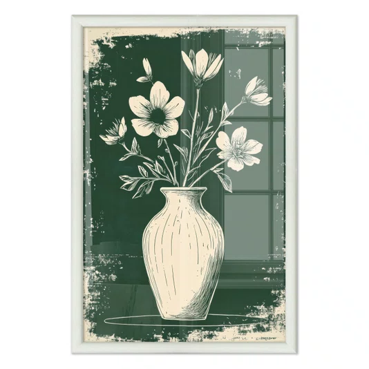 Quadro Decorativo Vaso de Flores Estilo Modern Heritage