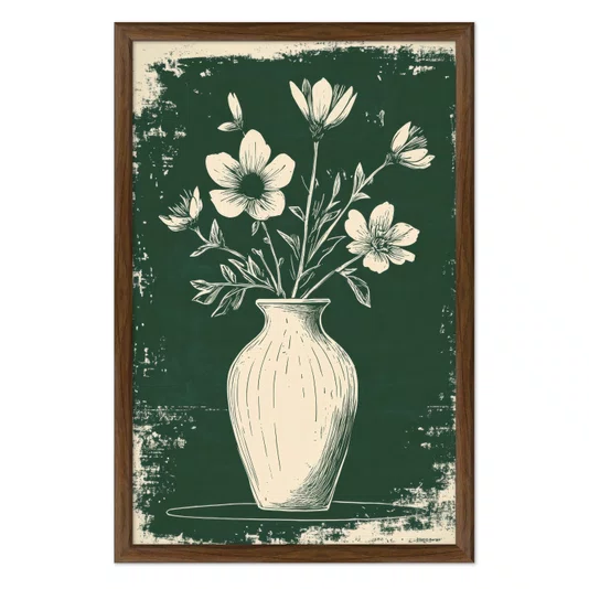 Quadro Decorativo Vaso de Flores Estilo Modern Heritage