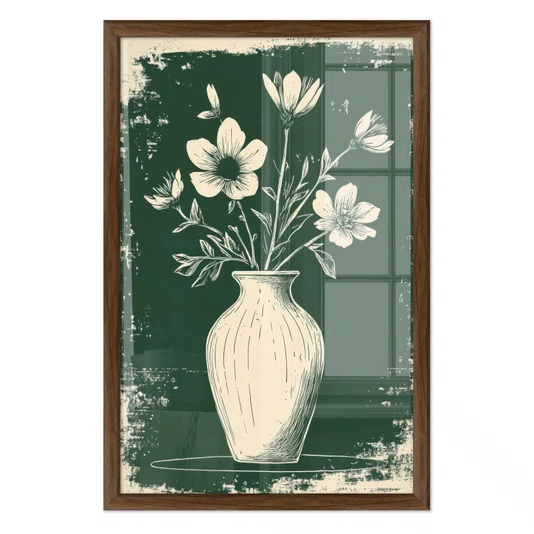 Quadro Decorativo Vaso de Flores Estilo Modern Heritage