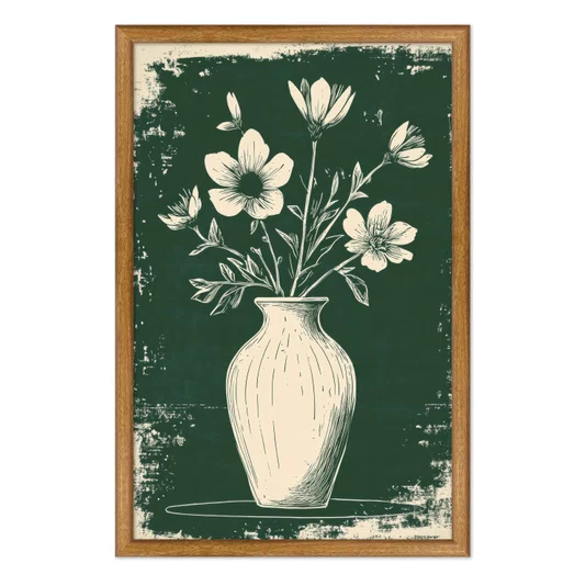 Quadro Decorativo Vaso de Flores Estilo Modern Heritage