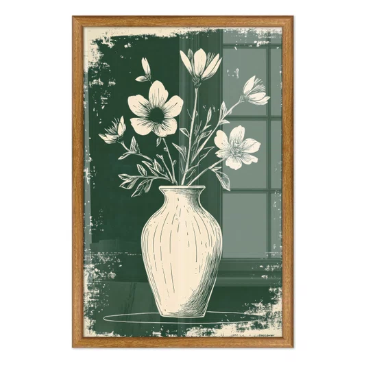 Quadro Decorativo Vaso de Flores Estilo Modern Heritage