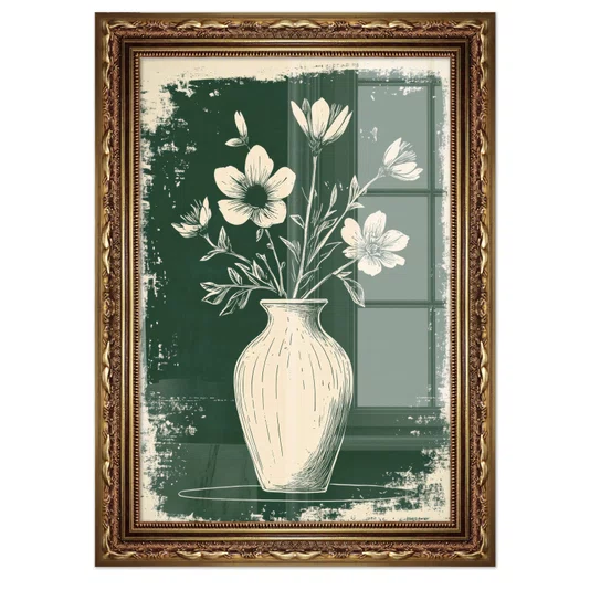 Quadro Decorativo Vaso de Flores Estilo Modern Heritage