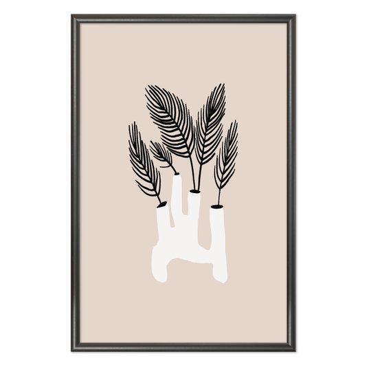 Quadro Decorativo Vaso Moderno Com Folhas Estilo Japandi