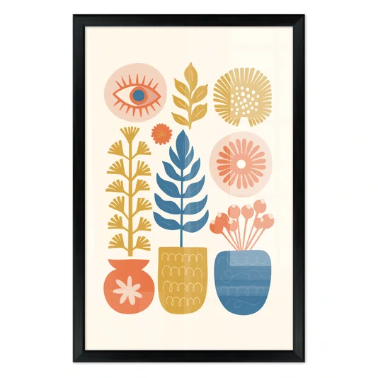 Quadro Decorativo Vasos Botânicos Estilo Modern Heritage